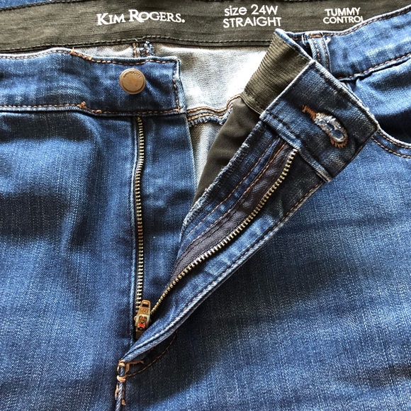 Kim Rogers Women Straight Jeans Size 24W Dark Wash Plus Size Tummy Control - Picture 7 of 16